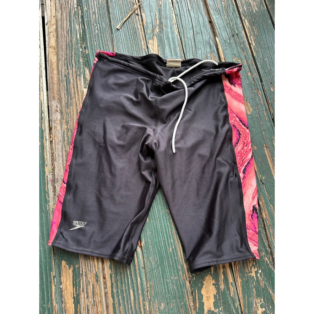 Speedo Mens Jammer Swim Shorts Black Pink Red Marble Print Size 26 A4370